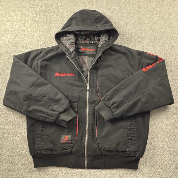 Snap On Tools Jacket Large Black Long Sleeve RA Canvas Heavyweight Quilted Lined - Picture 1 of 16